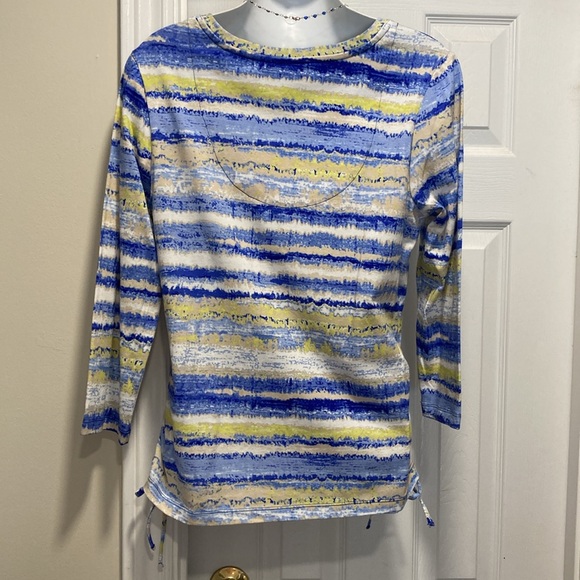 Caribbean🌴Joe Island Supply Co. Blue V-Neck Top & Side String Design - Sz PM - Picture 7 of 10